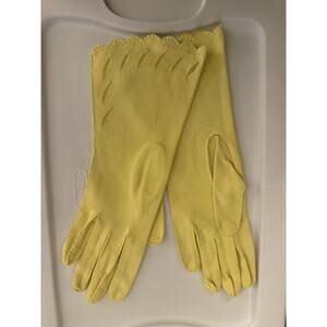 VTG Van Raalte Fauntex Long Gloves Embroidered Yellow Size 6.5